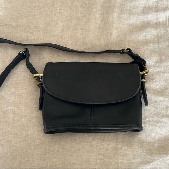 90s Vintage Coach Equestrian Small Flap Bag Style no 9801 Black - Picture 4 of 11